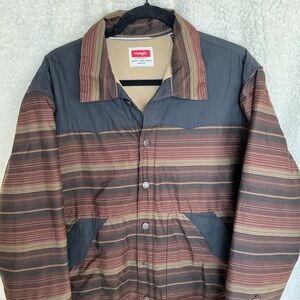 Wrangler Men's Striped Jacket - Brown and Gray